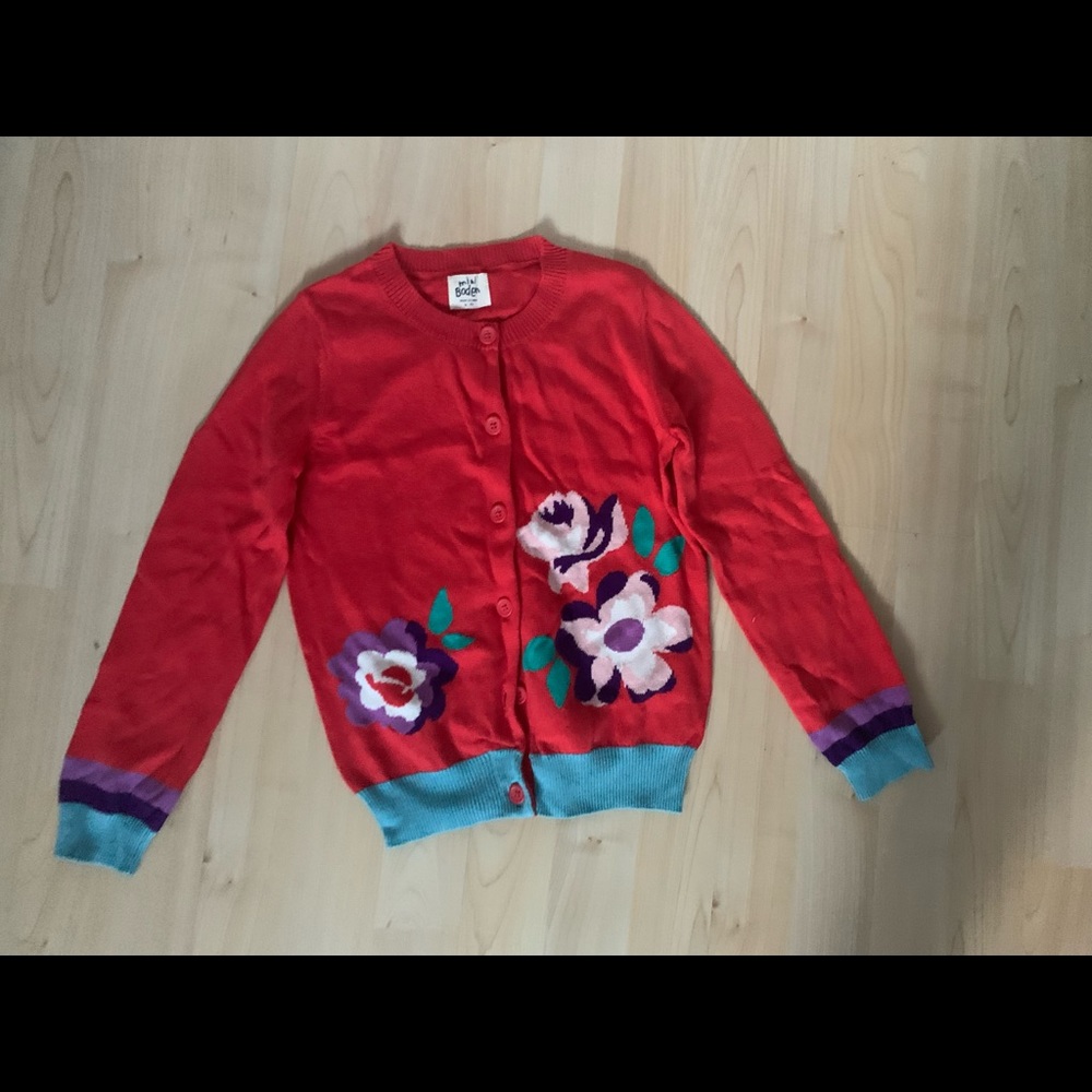 Mini Boden Cashmere Blend Floral Sweater 6-7 New